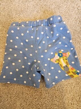 Baby Boden Blue Polka Dot Shorts with Giraffe Applique